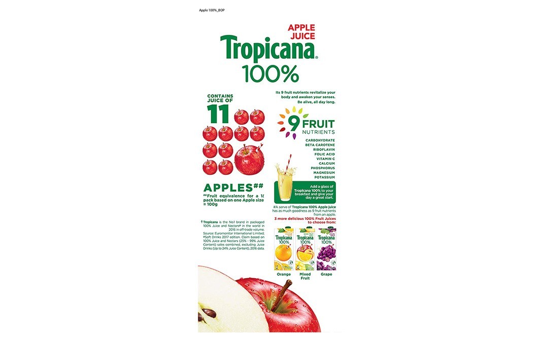 Tropicana Apple Juice    Tetra Pack  1 litre